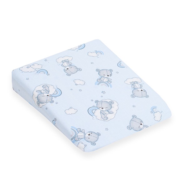 Baba párna huzat- ék alakú New Baby BASIC fehér 30x37 cm bear blue