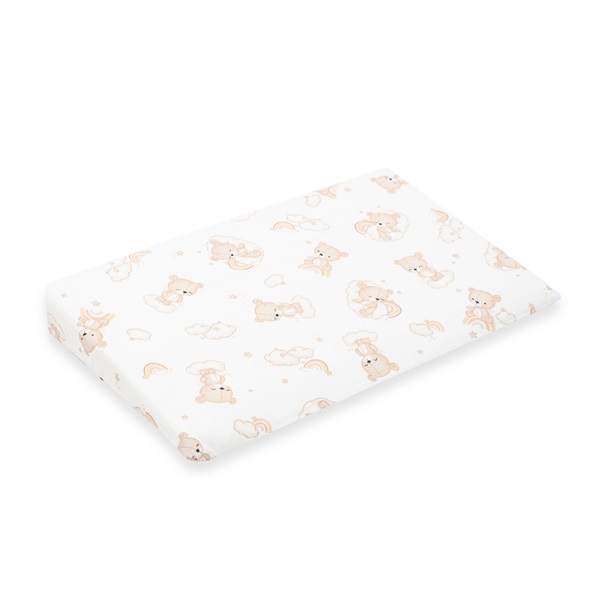 Baba párna huzat- ék alakú New Baby BASIC fehér 59x37cm bear beige