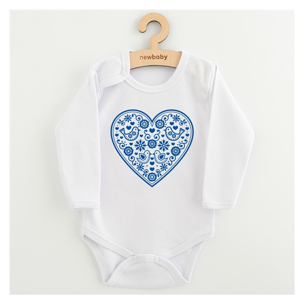 Baba body nyomtatással New Baby Népi minta kék szív