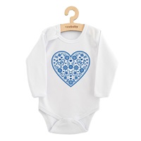 Baba body nyomtatással New Baby Népi minta kék szív