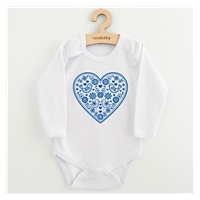 Baba body nyomtatással New Baby Népi minta kék szív