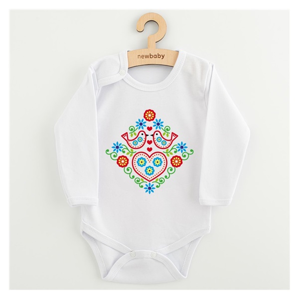 Baba body nyomtatással New Baby Népi minta kismadarak