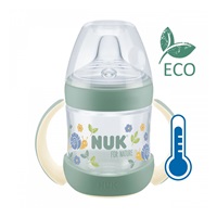 Baba tanuló itatópohár NUK for Nature hőmérséklet-jelzővel 6-18h zöld