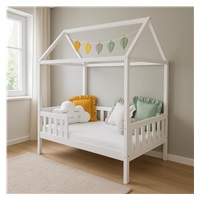 Gyermek ház alakú ágy korláttal és ágyráccsal New Baby CASTELLO 160x80 cm fehér