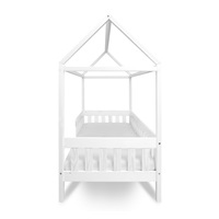 Gyermek ház alakú ágy korláttal és ágyráccsal New Baby CASTELLO 160x80 cm fehér