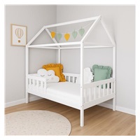 Gyermek ház alakú ágy korláttal és ágyráccsal New Baby CASTELLO 160x80 cm fehér