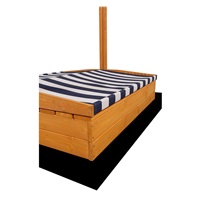 Zárható fa homokozó padokkal és tetővel gyerekeknek Baby Mix 120x120 cm kék-fehér