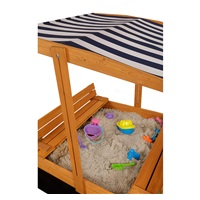 Zárható fa homokozó padokkal és tetővel gyerekeknek Baby Mix 120x120 cm kék-fehér
