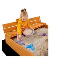 Zárható fa homokozó padokkal és tetővel gyerekeknek Baby Mix 120x120 cm kék-fehér