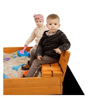 Zárható fa homokozó padokkal és tetővel gyerekeknek Baby Mix 120x120 cm kék-fehér