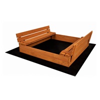 Zárható fa homokozó padokkal és tetővel gyerekeknek Baby Mix 120x120 cm kék-fehér