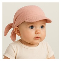 Nyári muszlin baba fejkendő napellenzővel New Baby pink