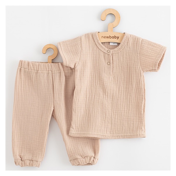 Baba muszlin szett póló és nadrág New Baby beige