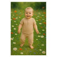 Baba muszlin szett póló és nadrág New Baby beige