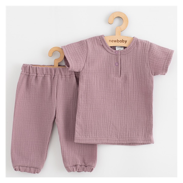 Baba muszlin szett póló és nadrág New Baby lavender