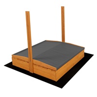 Zárható fa homokozó padokkal és tetővel gyerekeknek Baby Mix 120x120 cm szürke