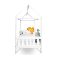 Gyermek ház alakú ágy korláttal és ágyráccsal New Baby CASTELLO 180x90 cm fehér