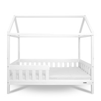 Gyermek ház alakú ágy korláttal és ágyráccsal New Baby CASTELLO 180x90 cm fehér