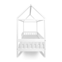 Gyermek ház alakú ágy korláttal és ágyráccsal New Baby CASTELLO 180x90 cm fehér