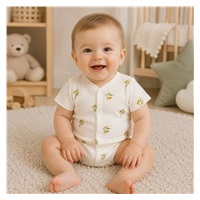 Baba Biopamut rövid ujjú patentos body New Baby Olives
