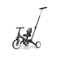 Gyerek háromkerekű bicikli 5az1-ben Milly Mally Optimus Max tolókarral dark grey