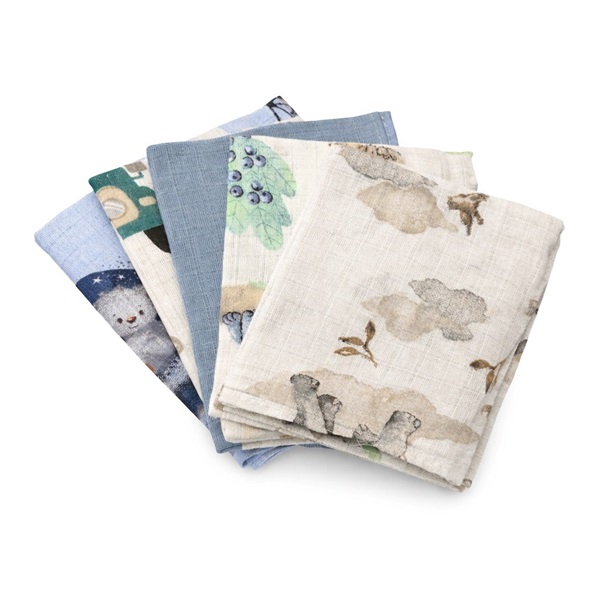 Pamut pelenka nyomtatott mintával NEW BABY 60x80 cm STANDARD BOY 5 db