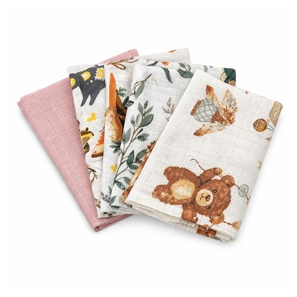 Pamut pelenka nyomtatott mintával NEW BABY 60x80 cm STANDARD GIRL 5 db