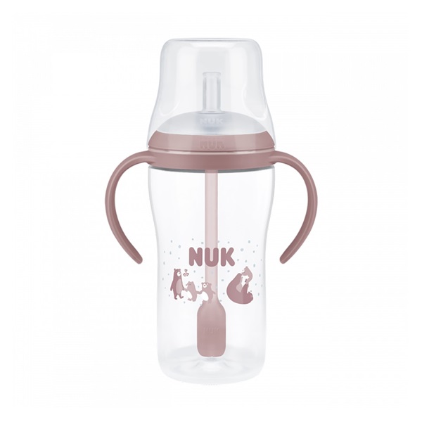 NUK Perfect Match tanuló cumisüveg szívószállal BEAR 260 ml