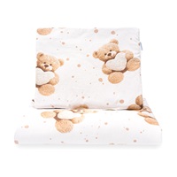 Kétoldalas együttes Velvet és pamut New Baby babakocsiba Love Teddy Bear beige