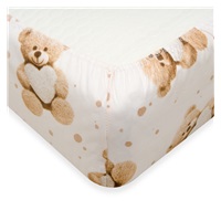 Pamut kiságyba való lepedő pamut New Baby Love Teddy Bear 120x60 cm beige
