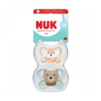 Baba cumi  NUK Perfect Match Air FOX/BEAR 0-2m 2db box