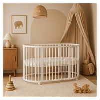 Gyermek növekedő 3-az-1-ben ovális kiságy + matrac New Baby fehér