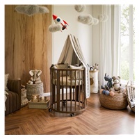 Gyermek növekedő 3-az-1-ben ovális kiságy + matrac New Baby dió színű