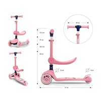 FUZZY háromkerekű üléses-scooter egyensúlyozó roller gyerekeknek pink