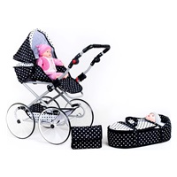 Játék Retro babakocsi 2az1-ben New Baby Natálka fehér - fekete (SÉRÜLT CSOMAGOLÁS)