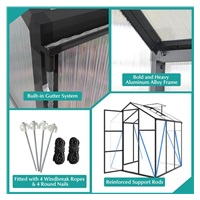 Kerti üvegház 183 × 244 cm polikarbonát, alumínium váz