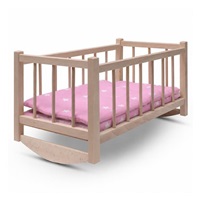 Fa babaágy-bölcső ágyneművel Baby Mix stars pink